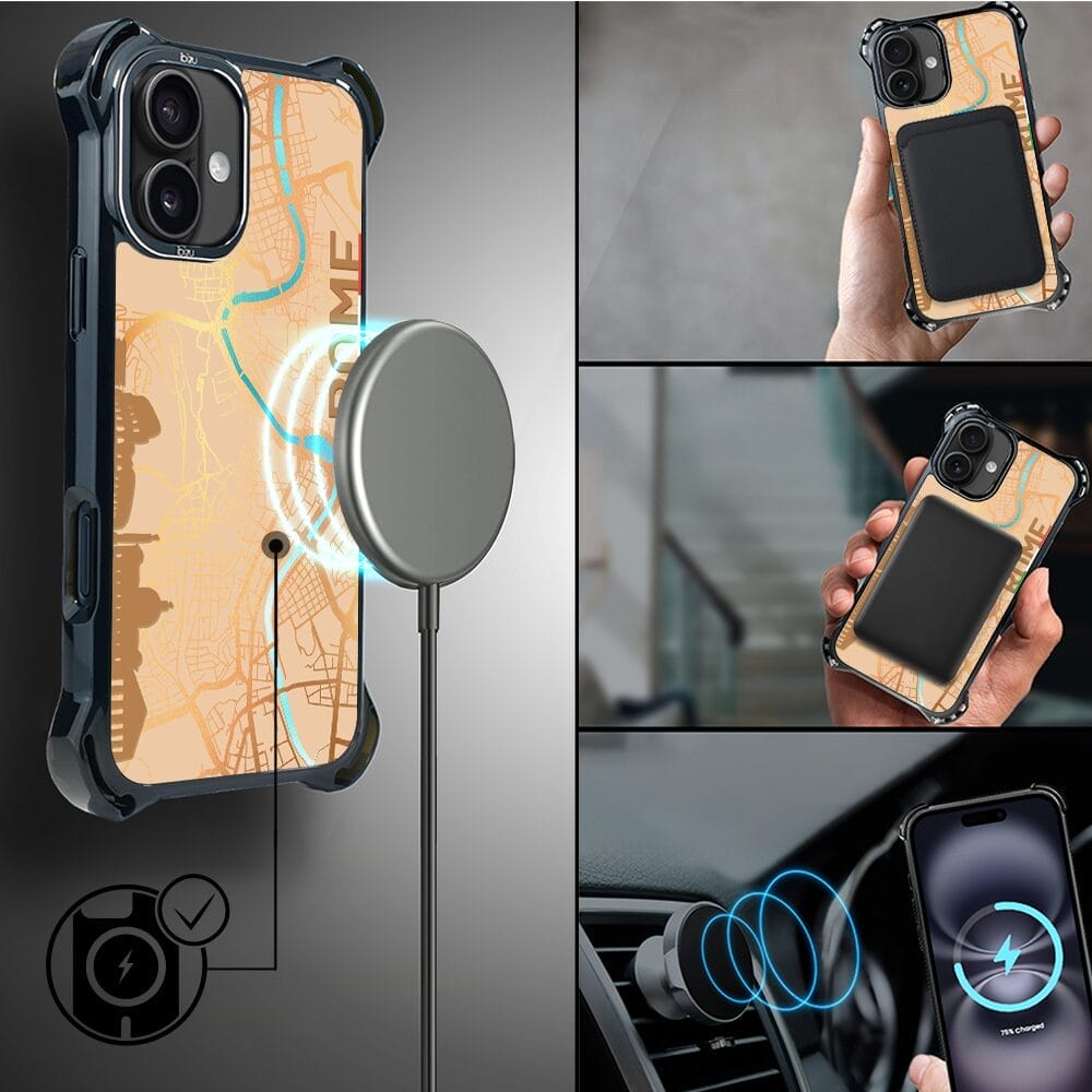 Etui do iPhone 16 Plus IBIZU DropGuard Ultra z MagSafe, mapy świata, Rome - obrazek 8
