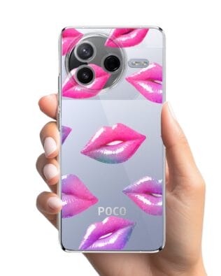 Etui do Xiaomi POCO F7 Pro przeźroczyste, silikonowe Flexi, hologramowe usta