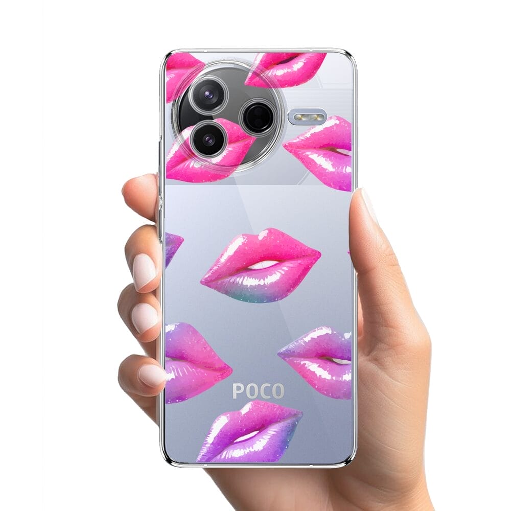 Etui do Xiaomi POCO F7 Pro przeźroczyste, silikonowe Flexi, hologramowe usta - obrazek 2