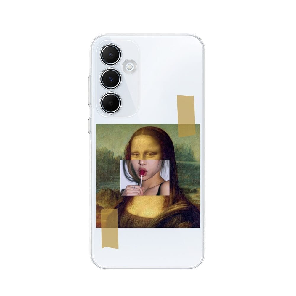 Etui do Samsung Galaxy A35 5G przeźroczyste, silikonowe Flexi, Mona Lisa z lizakiem