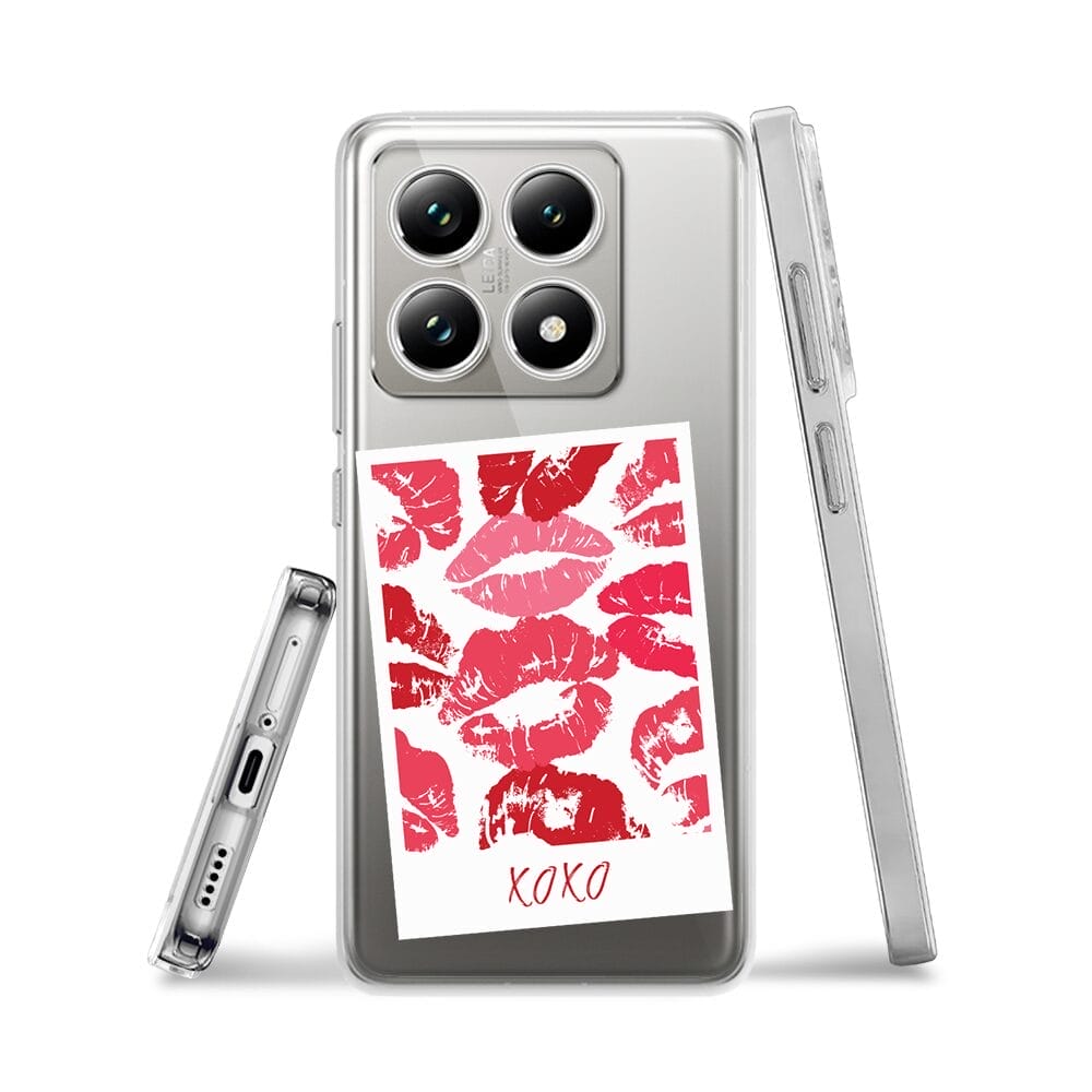 Etui do Xiaomi 14T Pro przeźroczyste, silikonowe Flexi, pocałunki, polaroid - obrazek 3