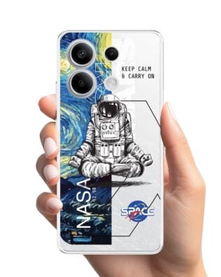 Etui do Xiaomi Redmi Note 13 Pro 5G przeźroczyste, silikonowe Flexi, Keep Calm in Cosmos