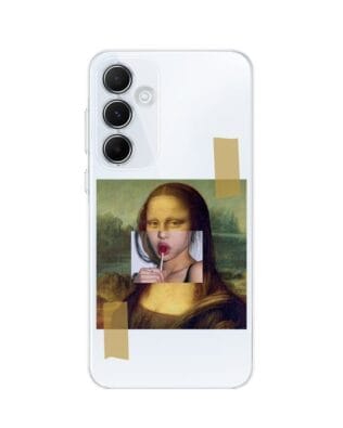 Etui do Samsung Galaxy A55 5G przeźroczyste, silikonowe Flexi, Mona Lisa z lizakiem