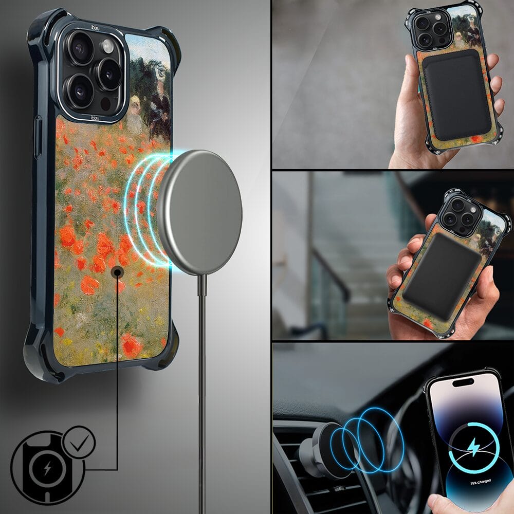 Etui iPhone 14 Pro IBIZU DropGuard Ultra z MagSafe, Claude Monet, pole maków - obrazek 8