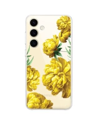 Etui do Samsung Galaxy S24 Plus przeźroczyste, silikonowe Flexi, żółte piwonie