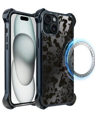 Etui do iPhone 15 Plus IBIZU DropGuard Ultra z MagSafe, Midnight, Cienie liści