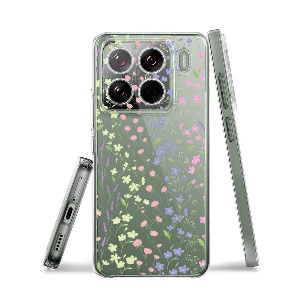 Etui do Xiaomi 15 Pro przeźroczyste, silikonowe Flexi, kwiaty polne - obrazek 3