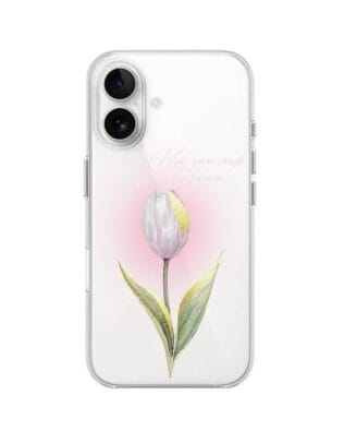 Etui do iPhone 16 Plus przeźroczyste, silikonowe Flexi, kwiaty, tulipan