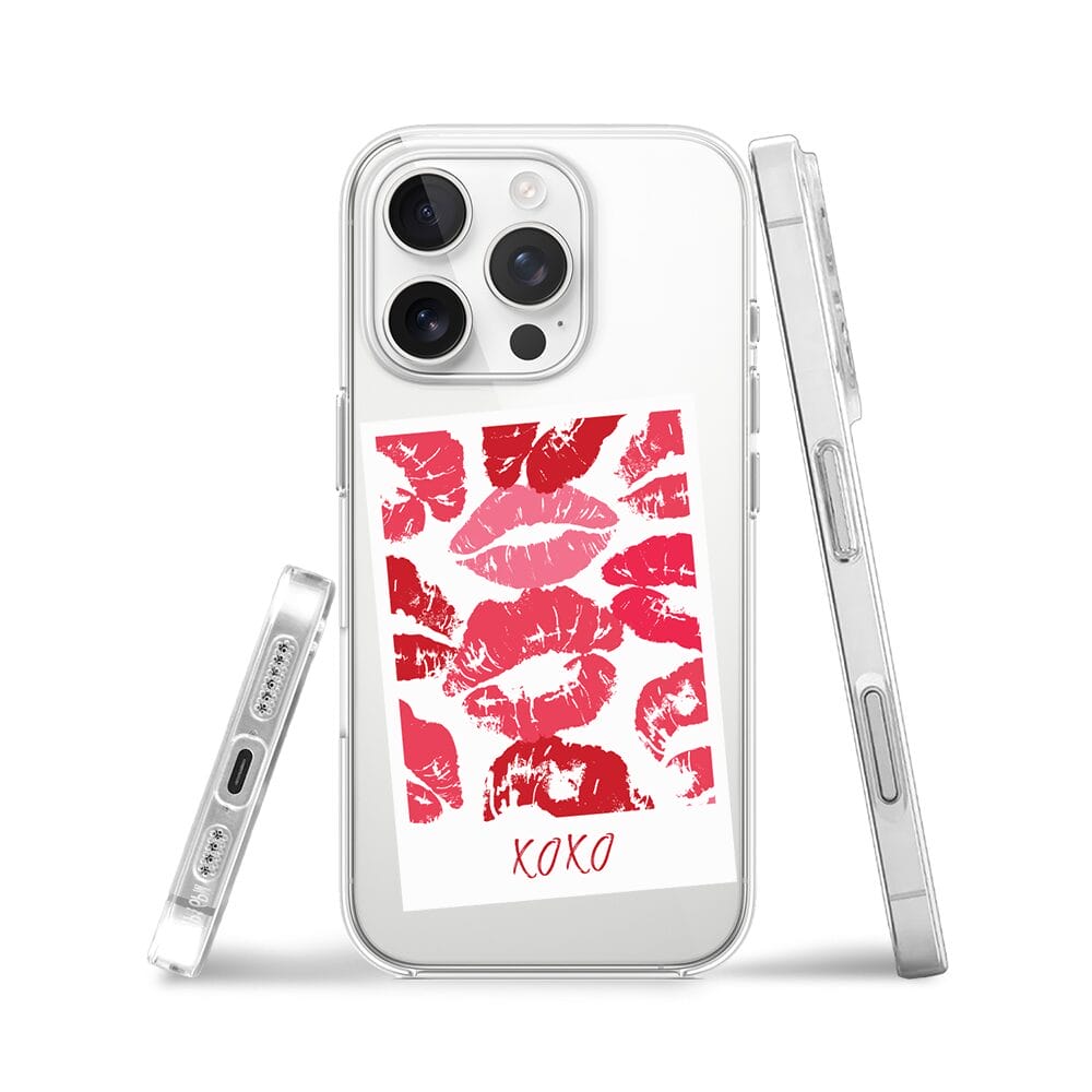 Etui do iPhone 16 Pro przeźroczyste, silikonowe Flexi, pocałunki, polaroid - obrazek 3