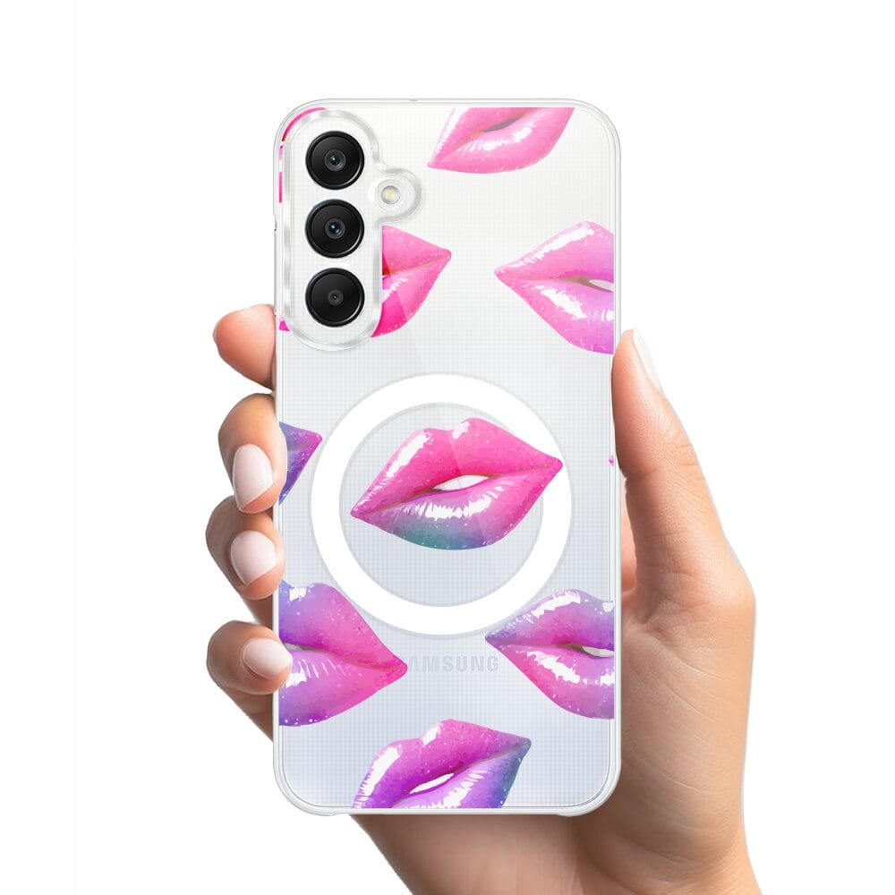 Etui do Samsung Galaxy A25 5G z MagSafe przeźroczyste, silikonowe Flexi, hologramowe usta - obrazek 2