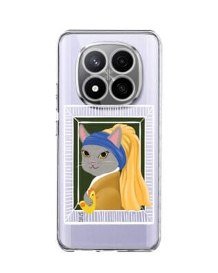 Etui do Xiaomi Redmi Note 14 Pro 4G przeźroczyste, silikonowe Flexi, kotek z kurczakiem