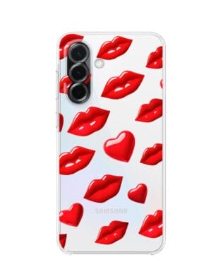 Etui do Samsung Galaxy A36 5G przeźroczyste, silikonowe Flexi, czerwone usta