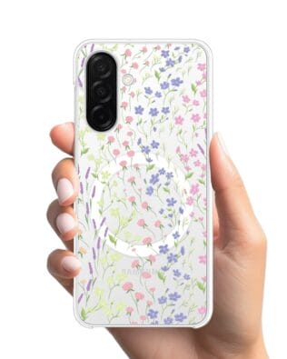Etui do Samsung Galaxy A26 5G z MagSafe przeźroczyste, silikonowe Flexi, kwiaty polne