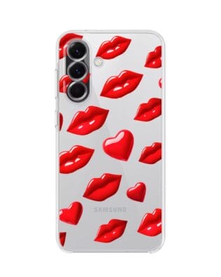 Etui do Samsung Galaxy A56 5G przeźroczyste, silikonowe Flexi, czerwone usta