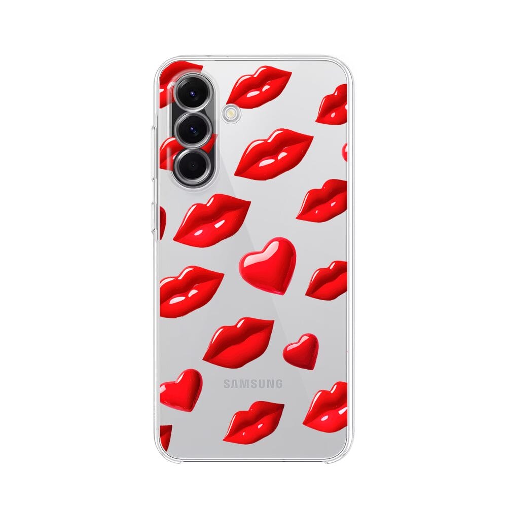 Etui do Samsung Galaxy A56 5G przeźroczyste, silikonowe Flexi, czerwone usta