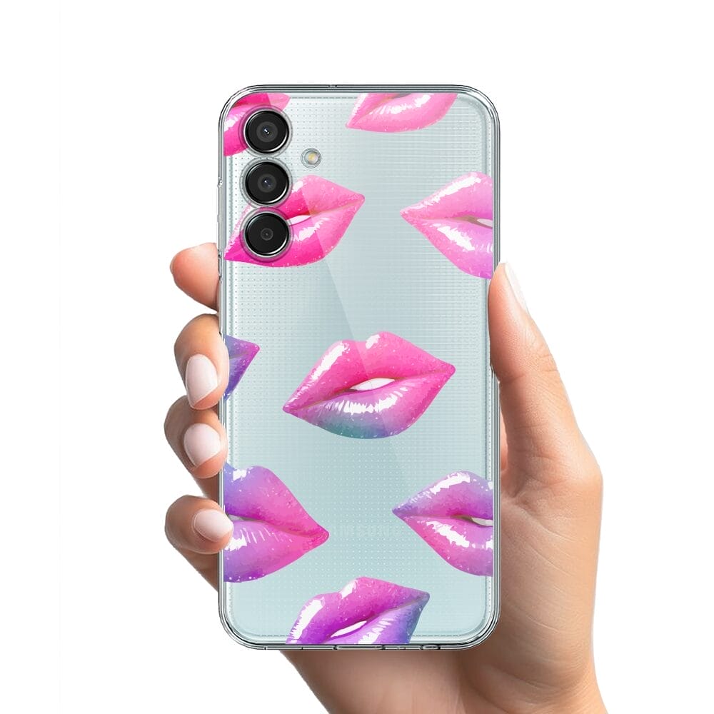 Etui do Samsung Galaxy M15 5G przeźroczyste, silikonowe Flexi, hologramowe usta - obrazek 2