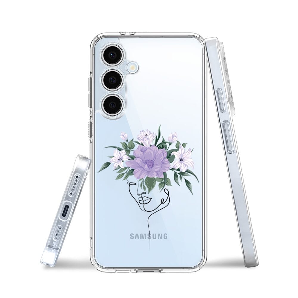 Etui do Samsung Galaxy S24 FE przeźroczyste, silikonowe Flexi, kobieta z kwiatami - obrazek 3