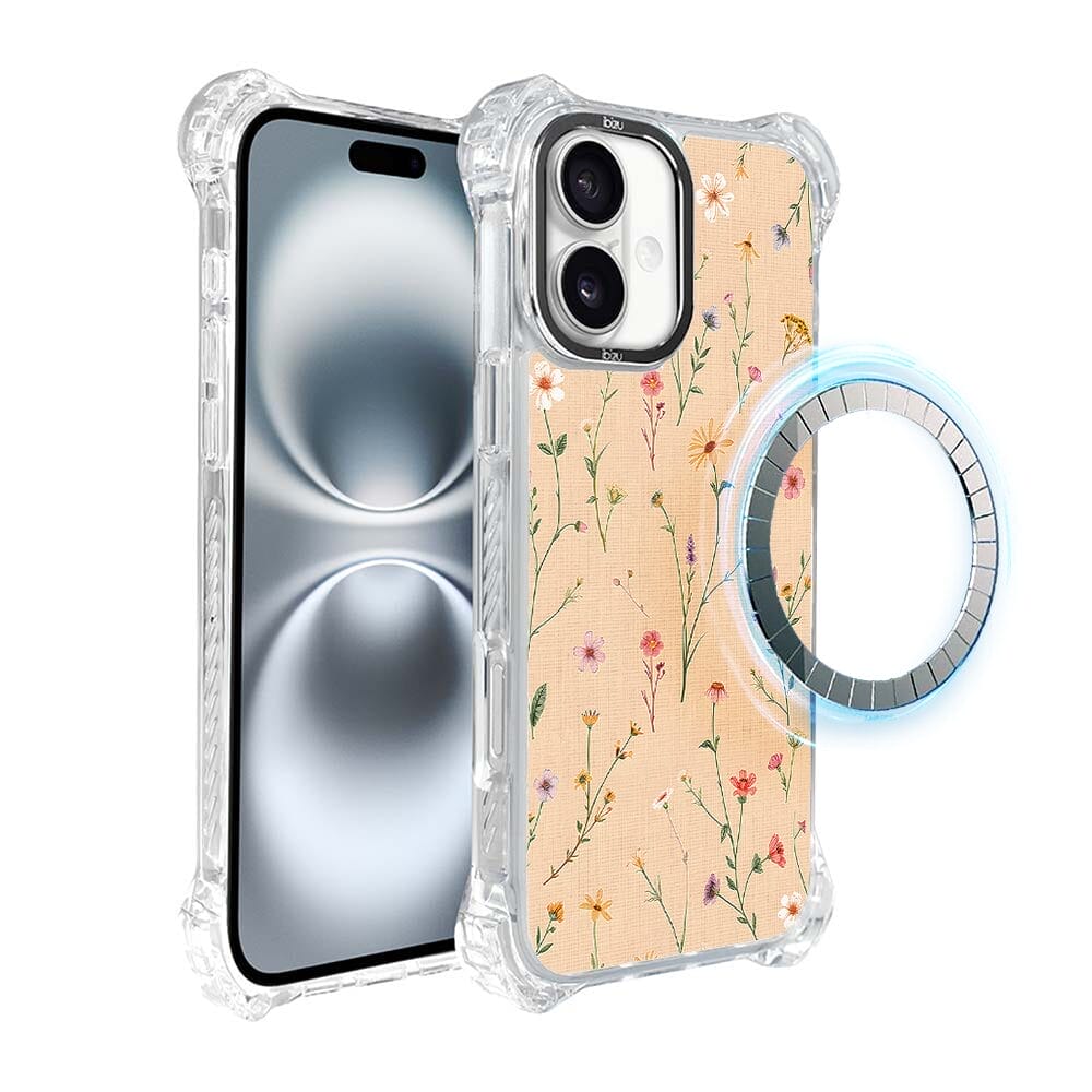 Etui iPhone 16 Plus IBIZU DropGuard Ultra z MagSafe, Pastel Bloom, Koralowa łąka