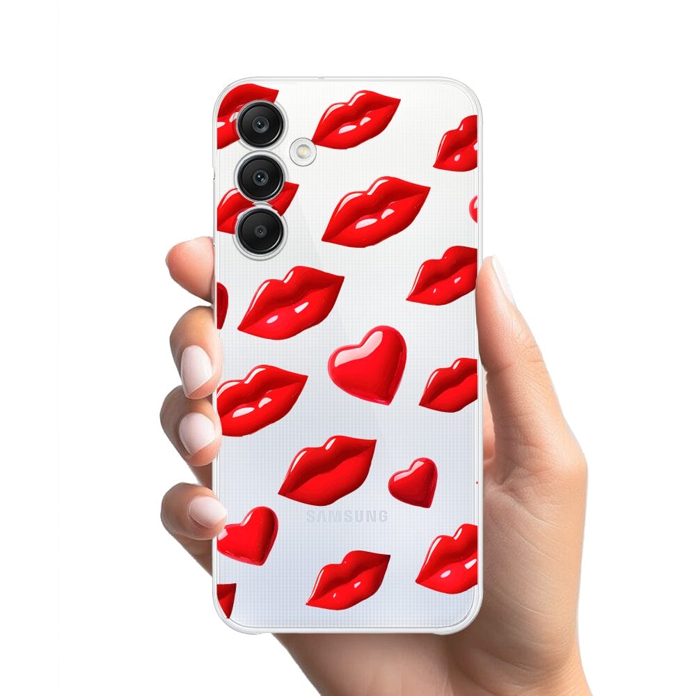 Etui do Samsung Galaxy A25 5G przeźroczyste, silikonowe Flexi, czerwone usta - obrazek 2