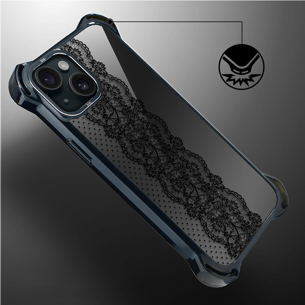 Etui do iPhone 15 IBIZU DropGuard Ultra z MagSafe, Midnight, Ornamentowa koronka - obrazek 4