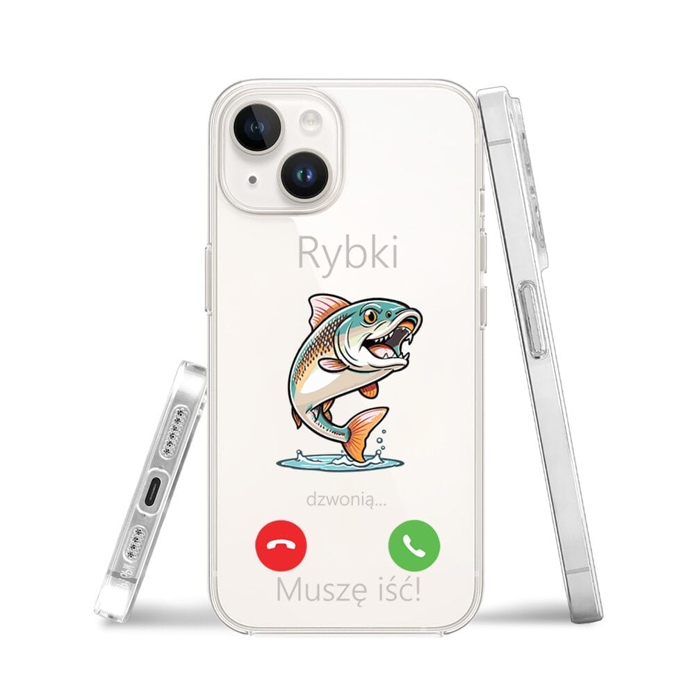 Etui do iPhone 14, przeźroczyste, silikonowe Flexi, rybki dzwonią - obrazek 3
