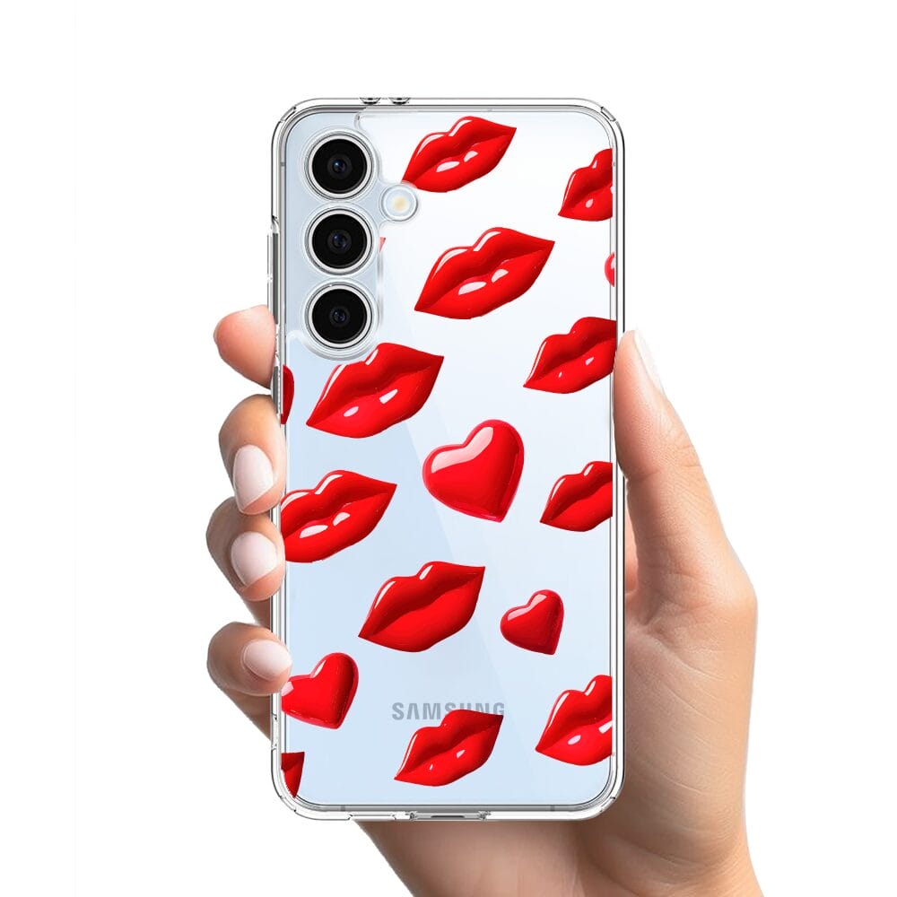 Etui do Samsung Galaxy S24 FE przeźroczyste, silikonowe Flexi, czerwone usta - obrazek 2