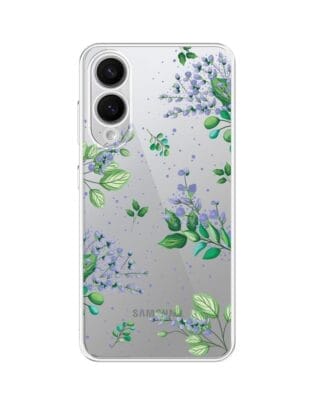 Etui do Samsung Galaxy S25 Edge przeźroczyste, silikonowe Flexi, fioletowe kwiatki