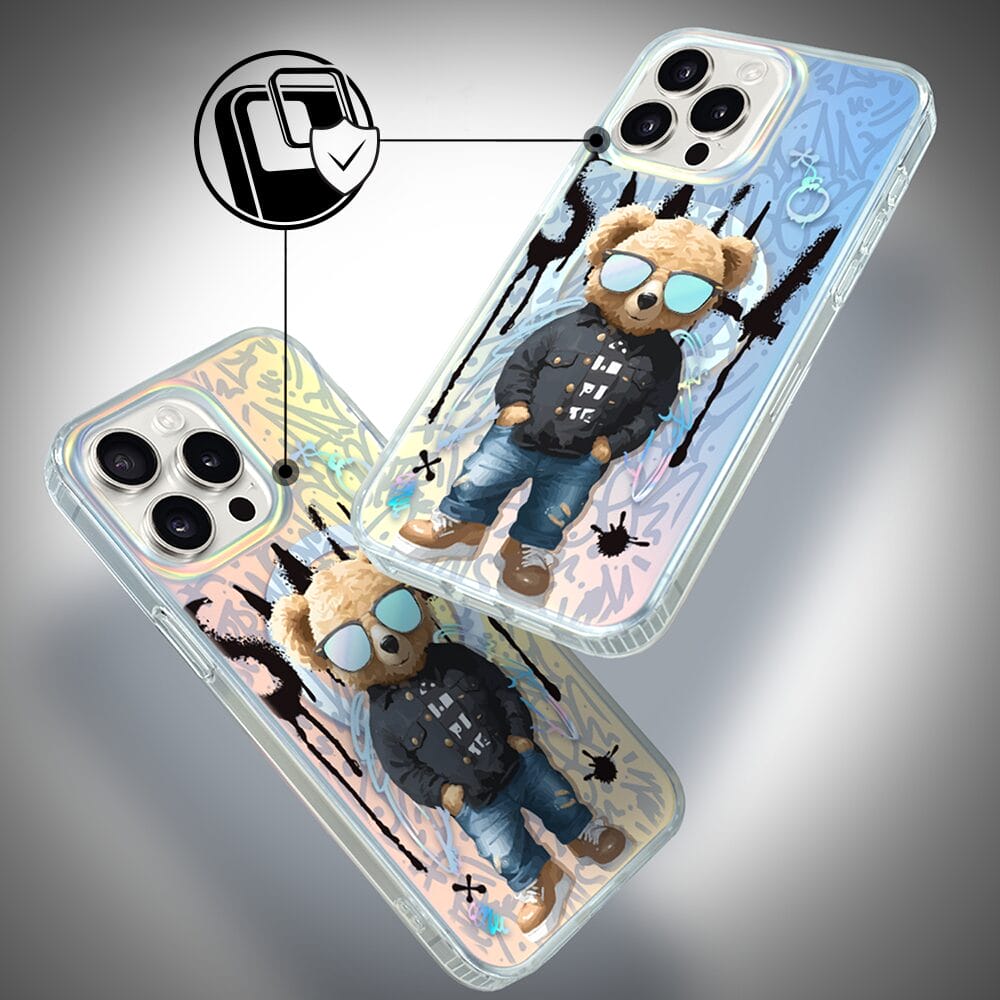 Etui do iPhone 15 Pro IBIZU California Sunset z MagSafe, zmieniające kolor, Graffiti Boy, artystyczny miś - obrazek 4