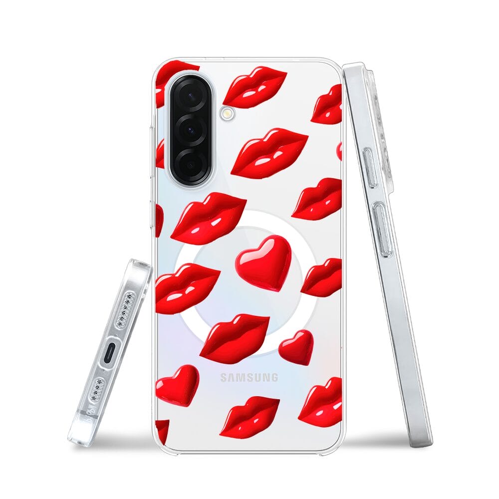 Etui do Samsung Galaxy A36 5G z MagSafe przeźroczyste, silikonowe Flexi, czerwone usta - obrazek 3