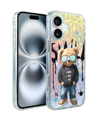 Etui do iPhone 16 Plus IBIZU California Sunset z MagSafe, zmieniające kolor, Graffiti Boy, artystyczny miś