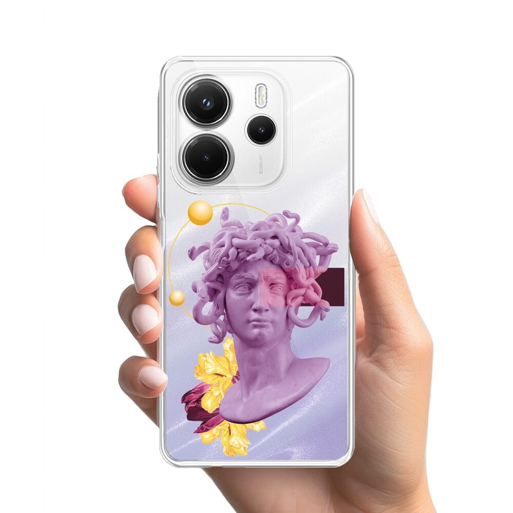 Etui do Xiaomi Redmi Note 14 5G przeźroczyste, silikonowe Flexi, antyczna figura, meduza - obrazek 2