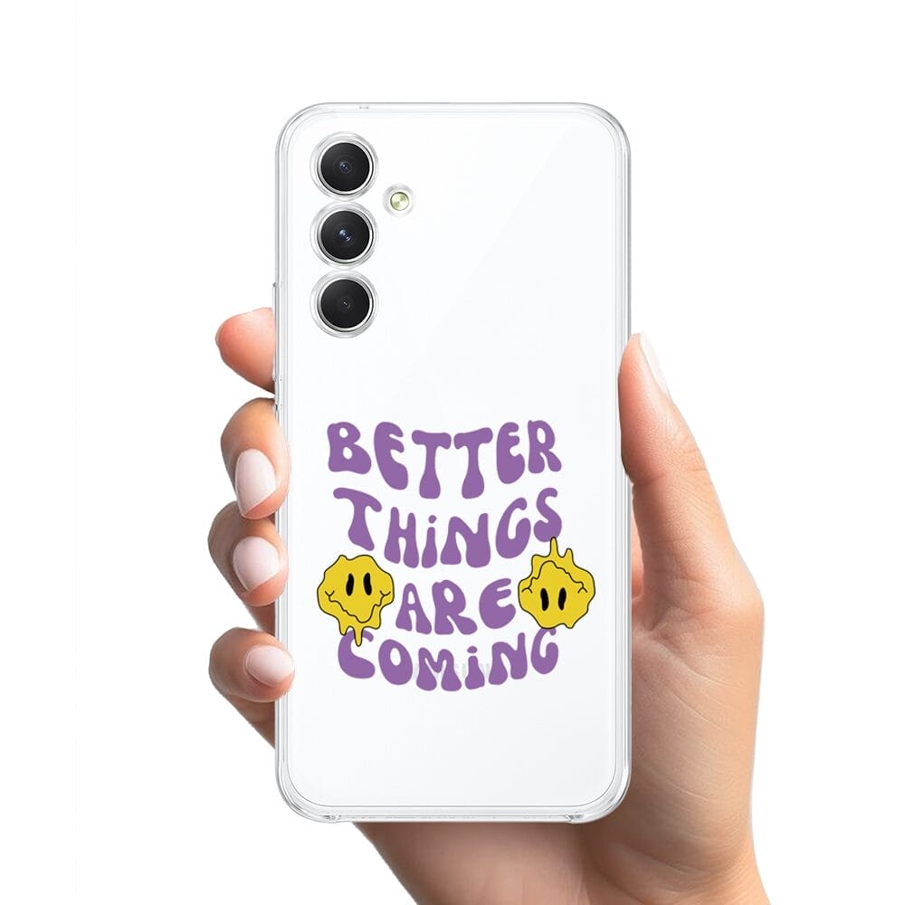 Etui do Samsung Galaxy A54 5G przeźroczyste, silikonowe Flexi, Better Things Are Coming - obrazek 2