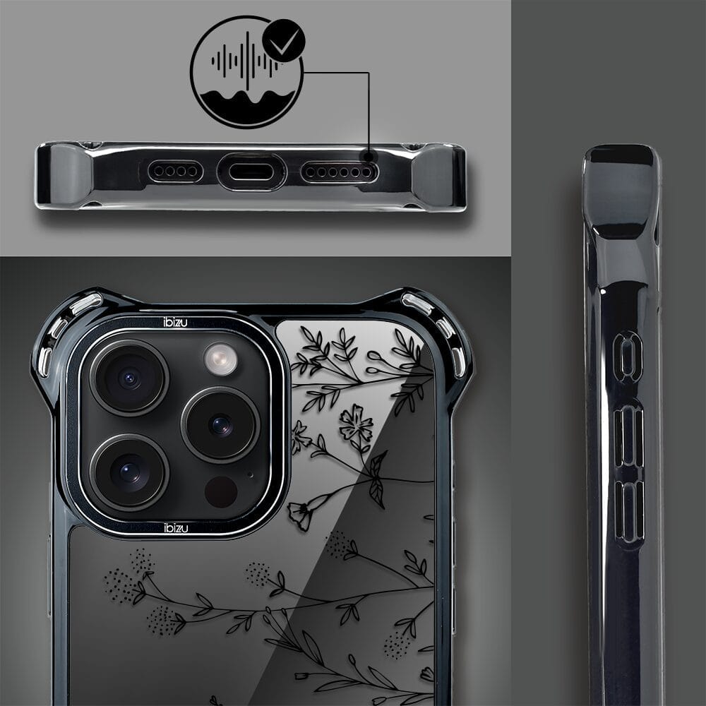Etui iPhone 16 Pro Max IBIZU DropGuard Ultra z MagSafe, Midnight, Dotyk kwiatów - obrazek 3