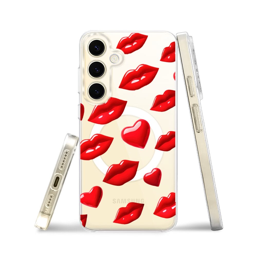 Etui do Samsung Galaxy S24 Plus z MagSafe przeźroczyste, silikonowe Flexi, czerwone usta - obrazek 3