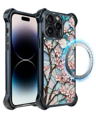 Etui do iPhone 14 Pro Max IBIZU DropGuard Ultra z MagSafe, Barwy Szkła, Księżycowa Wiśnia