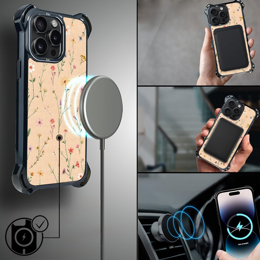 Etui iPhone 14 Pro IBIZU DropGuard Ultra z MagSafe, Pastel Bloom, Koralowa łąka - obrazek 8