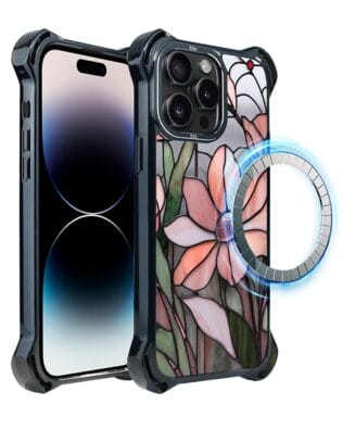 Etui do iPhone 14 Pro IBIZU DropGuard Ultra z MagSafe, Barwy Szkła, Różowa magnolia