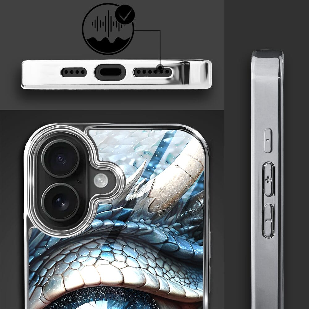 Etui do iPhone 16 IBIZU Elite Glass z MagSafe Magia Azji oko lodowego smoka, srebrne - obrazek 7