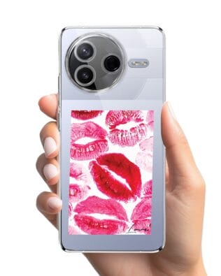 Etui do Xiaomi POCO F7 Pro przeźroczyste, silikonowe Flexi, pocałunki z napisem „love”