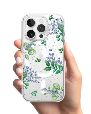 Etui do iPhone 16 Pro z MagSafe przeźroczyste, silikonowe Flexi, fioletowe kwiatki