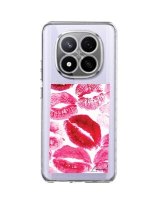 Etui do Xiaomi Redmi Note 14 Pro 4G przeźroczyste, silikonowe Flexi, pocałunki z napisem „love”