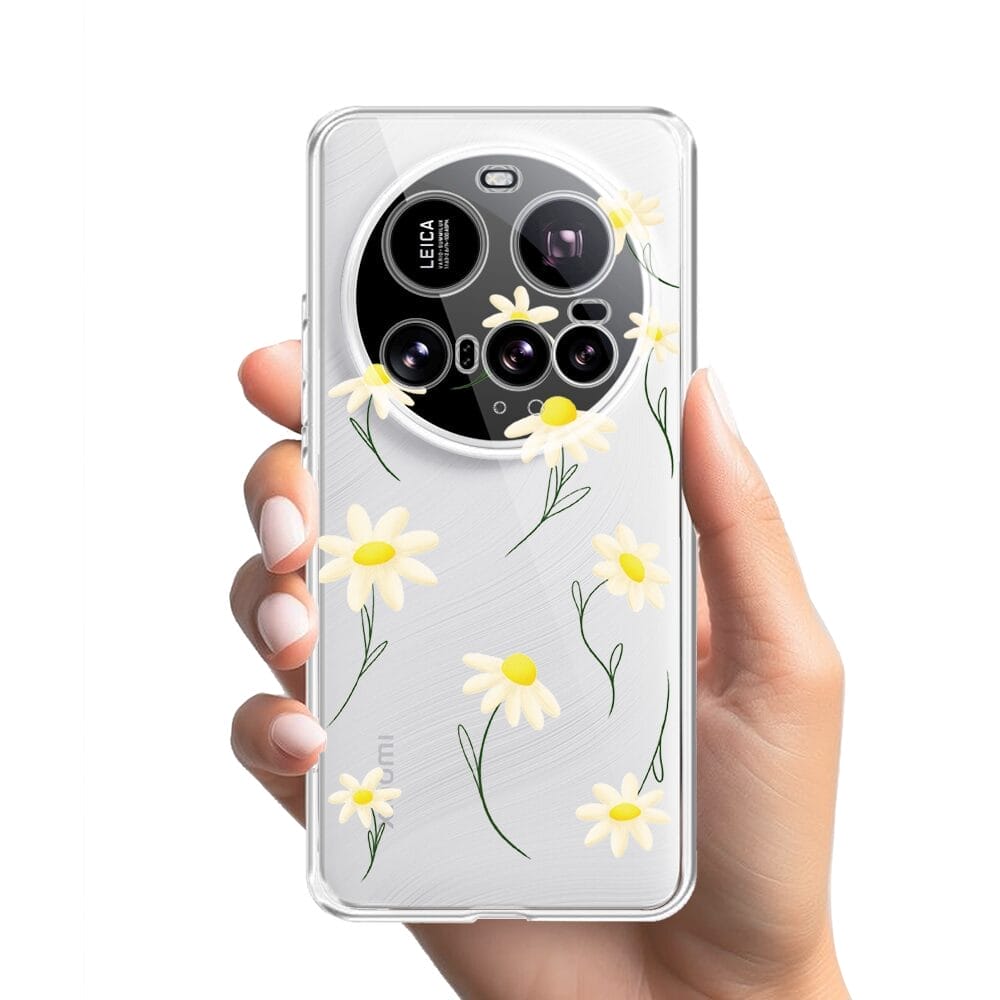 Etui do Xiaomi 15 Ultra przeźroczyste, silikonowe Flexi, stokrotki - obrazek 2