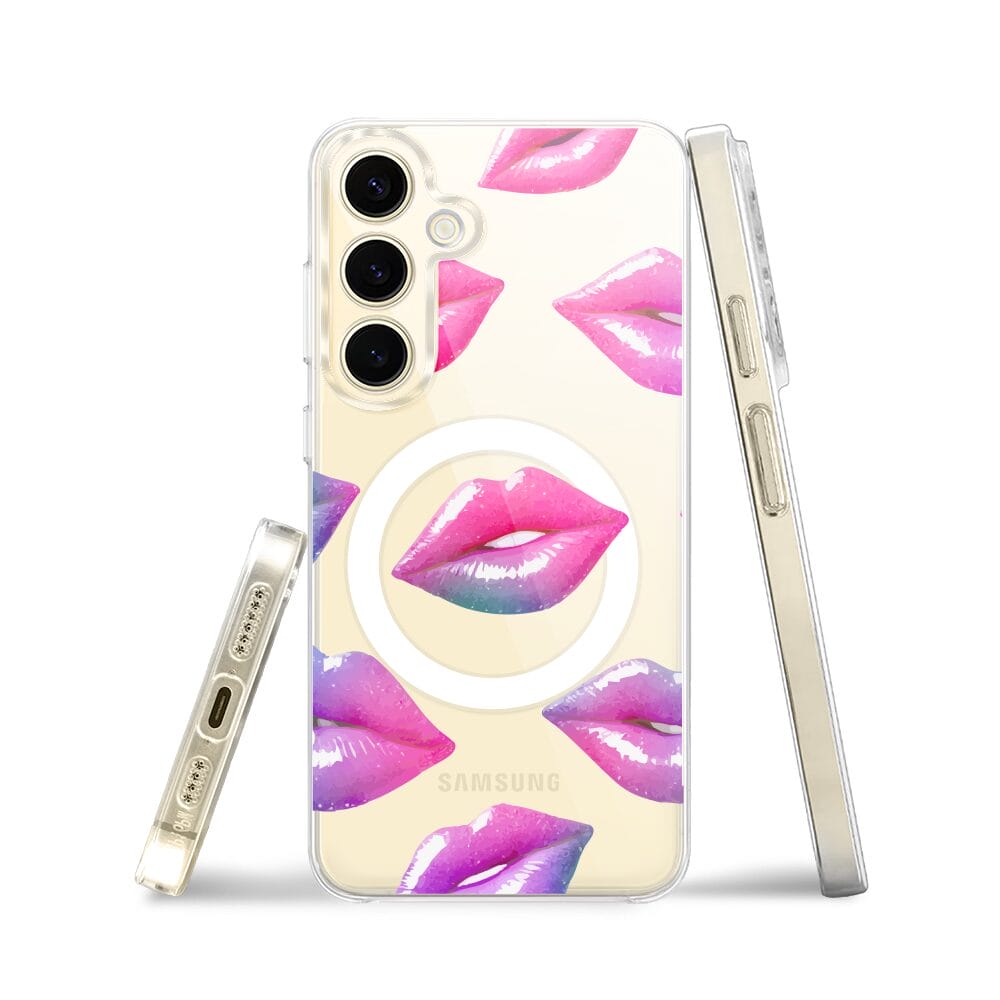 Etui do Samsung Galaxy S24 z MagSafe przeźroczyste, silikonowe Flexi, hologramowe usta - obrazek 3