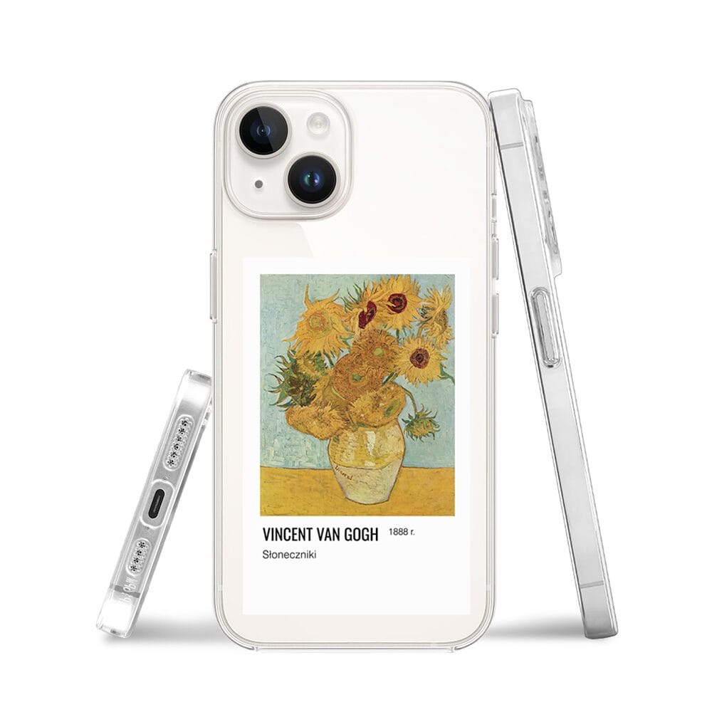 Etui do iPhone 13 Mini przeźroczyste, silikonowe Flexi, słoneczniki Van Gogh - obrazek 3