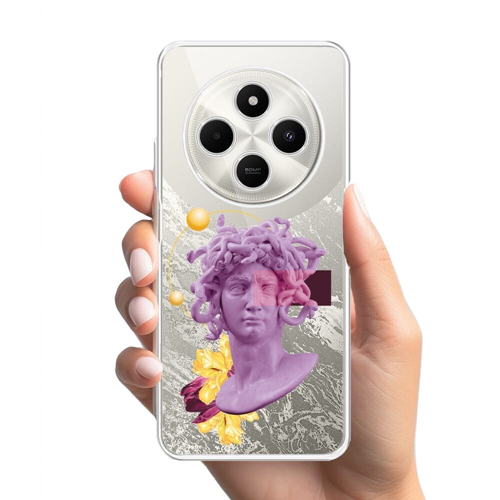 Etui do Xiaomi POCO C75 przeźroczyste, silikonowe Flexi, antyczna figura, meduza - obrazek 2