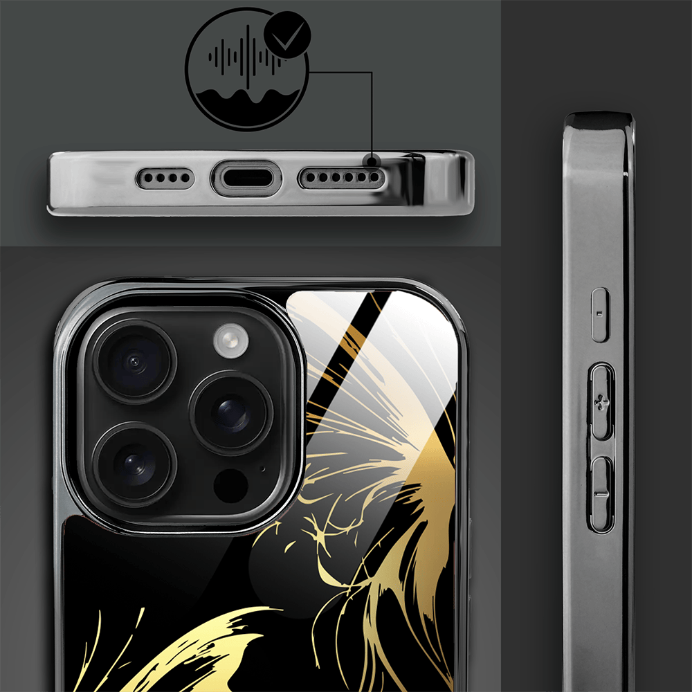 Etui do iPhone 16 Pro Max IBIZU Elite Glass z MagSafe Golden Midnight, Skrzydła motyla, czarne - obrazek 3