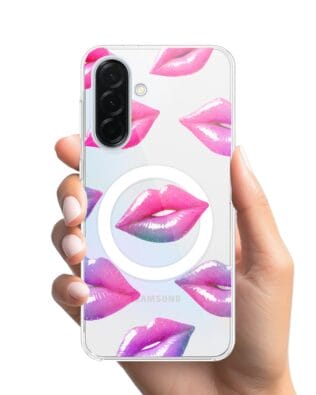 Etui do Samsung Galaxy A36 5G z MagSafe przeźroczyste, silikonowe Flexi, hologramowe usta