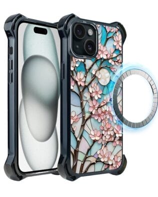 Etui do iPhone 15 IBIZU DropGuard Ultra z MagSafe, Barwy Szkła, Księżycowa Wiśnia