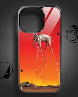 Etui do iPhone 16 Pro IBIZU Elite Glass z MagSafe, Salvador Dali, słoń, czarne