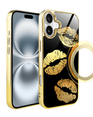 Etui do iPhone 16 Plus IBIZU Elite Glass z MagSafe Golden Midnight, Usta, złote